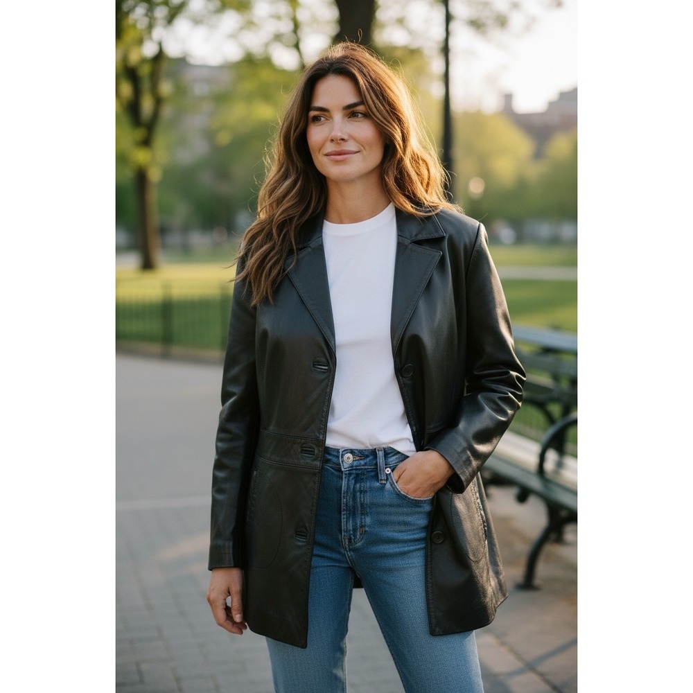 Wilsons Leather Vintage Women Black Genuine Leather Jacket Edgy 90s Streetwear L
